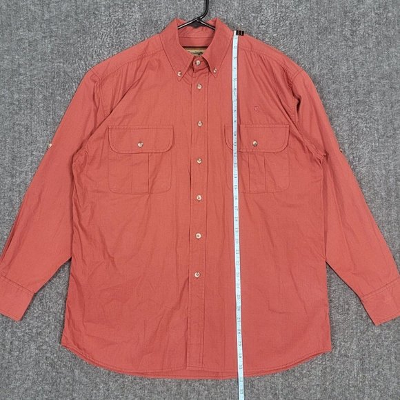 Remington Shirt Mens Large Sienna Brown Long Sleeve Button Down Casual Roll Tab - Picture 5 of 12